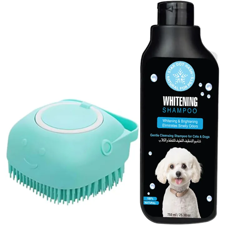 Deep Cleaning & Whitening Pet Shampoo and Brush Bundle