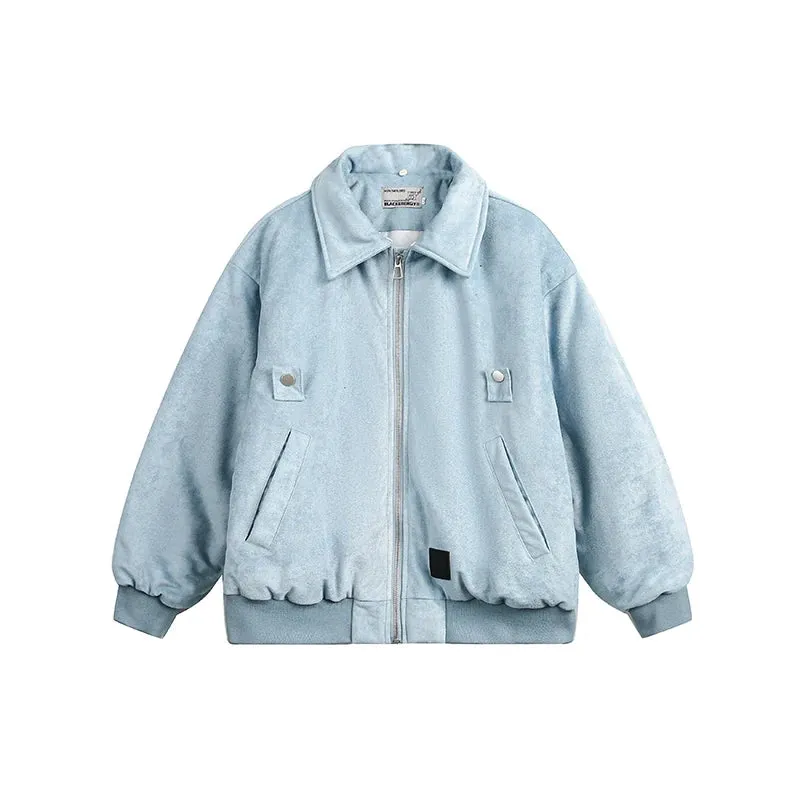 Denim Detachable Fur Collar Casual Jacket