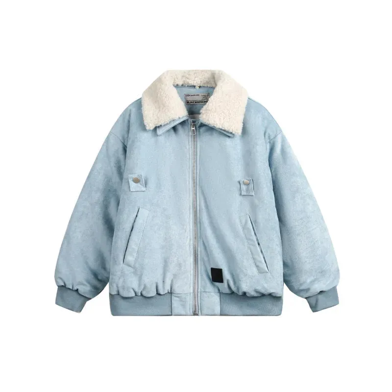 Denim Detachable Fur Collar Casual Jacket