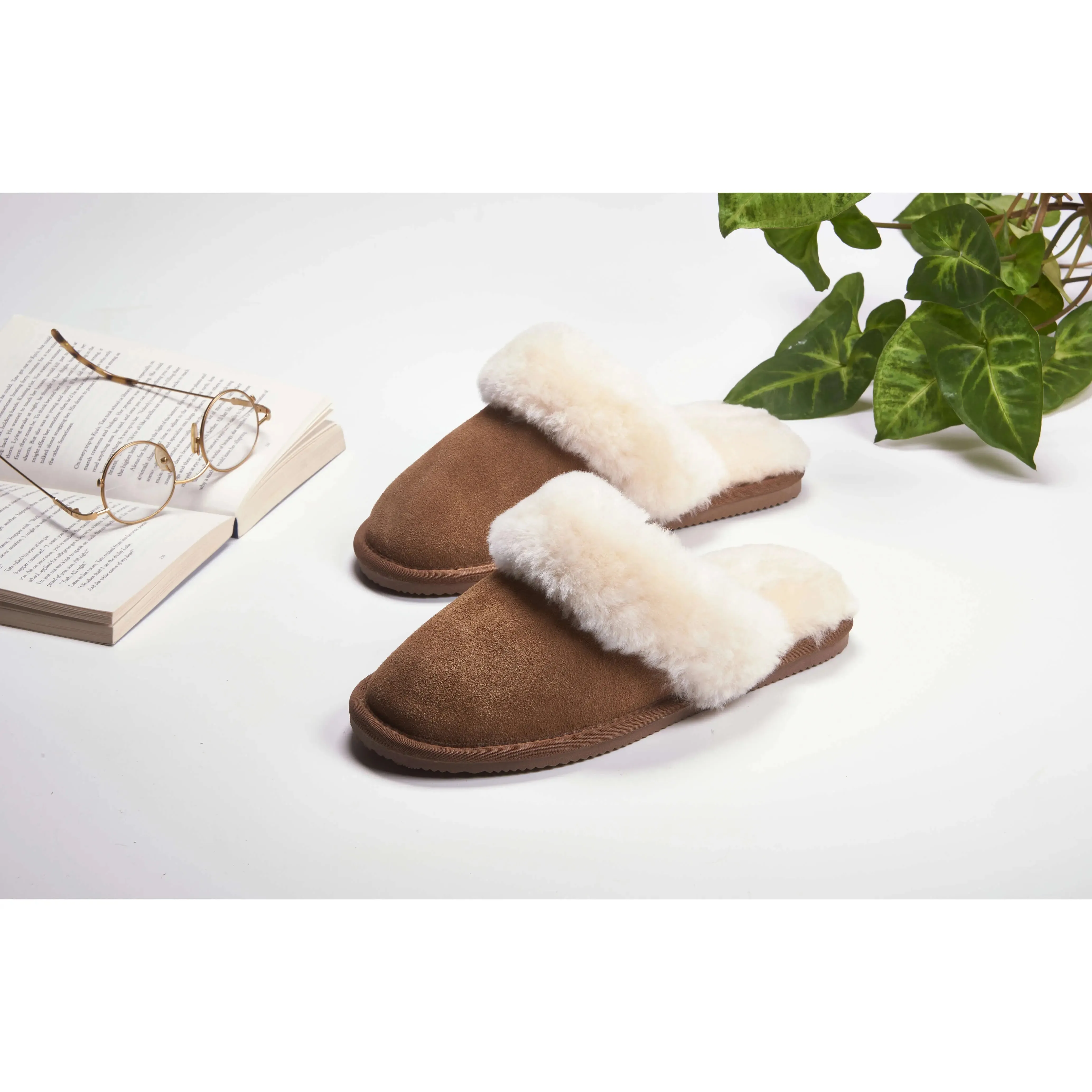 Dolly Chestnut Brown Sheepskin Mule Slippers