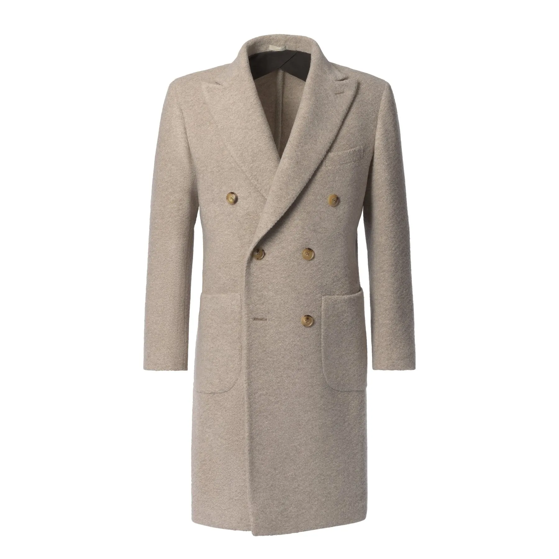 Double-Breasted Virgin Wool and Cashmere-Blend Coat in Ivory