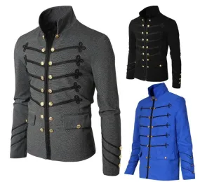 Embroidered Buttons Solid Color Men's Jacket