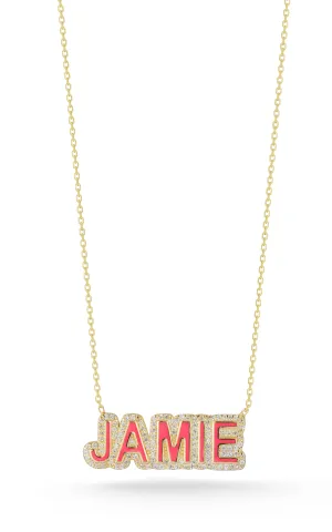 Enamel Block Name Necklace