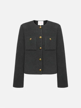 EP YAYING Pure Wool Tweed Coat