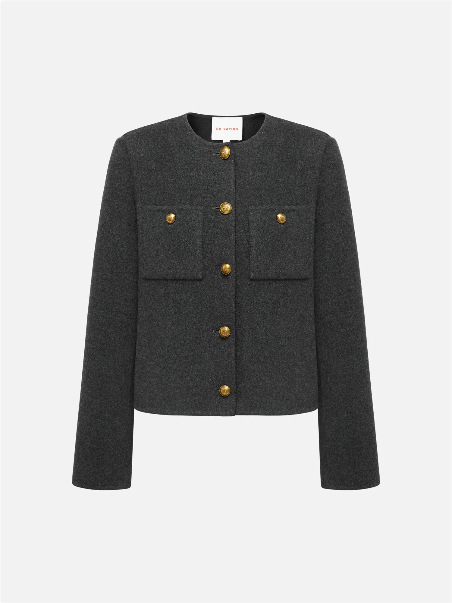 EP YAYING Pure Wool Tweed Coat