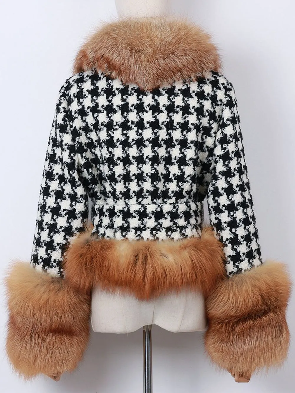 Faux Fur Houndstooth Jacket