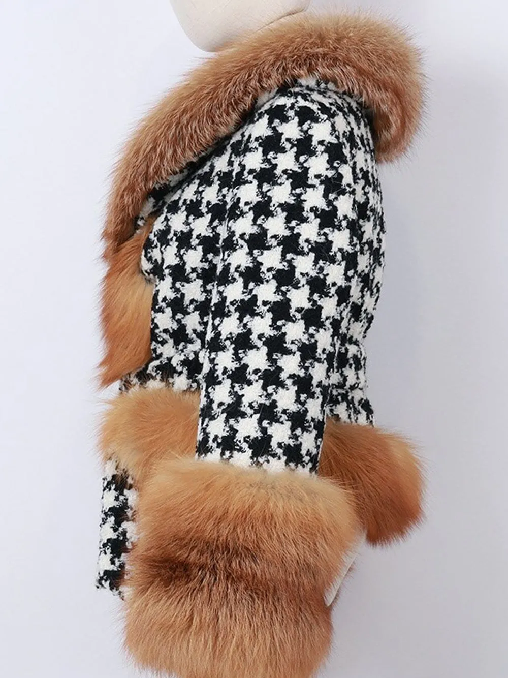 Faux Fur Houndstooth Jacket