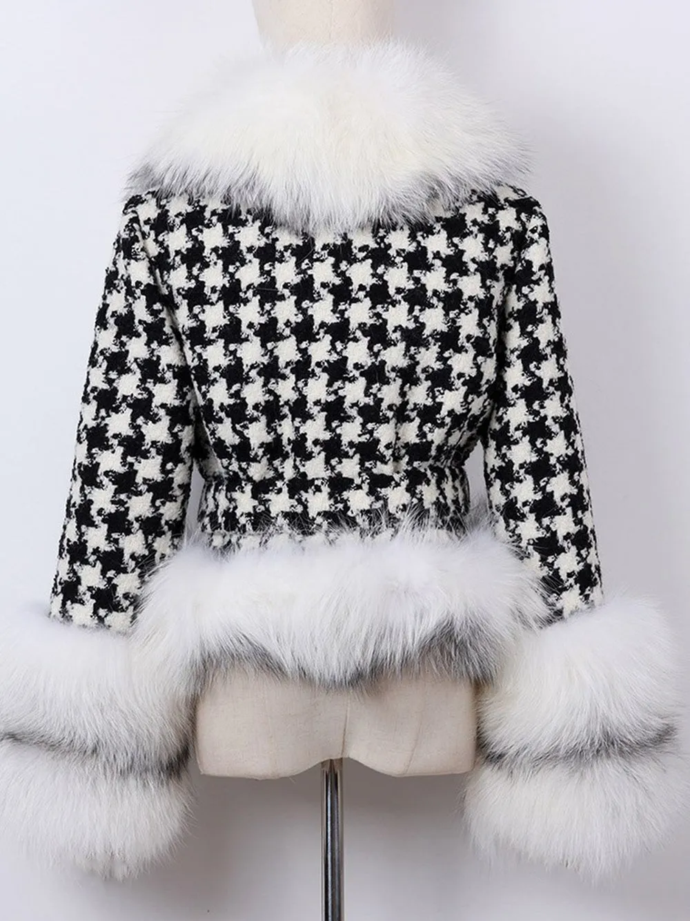 Faux Fur Houndstooth Jacket