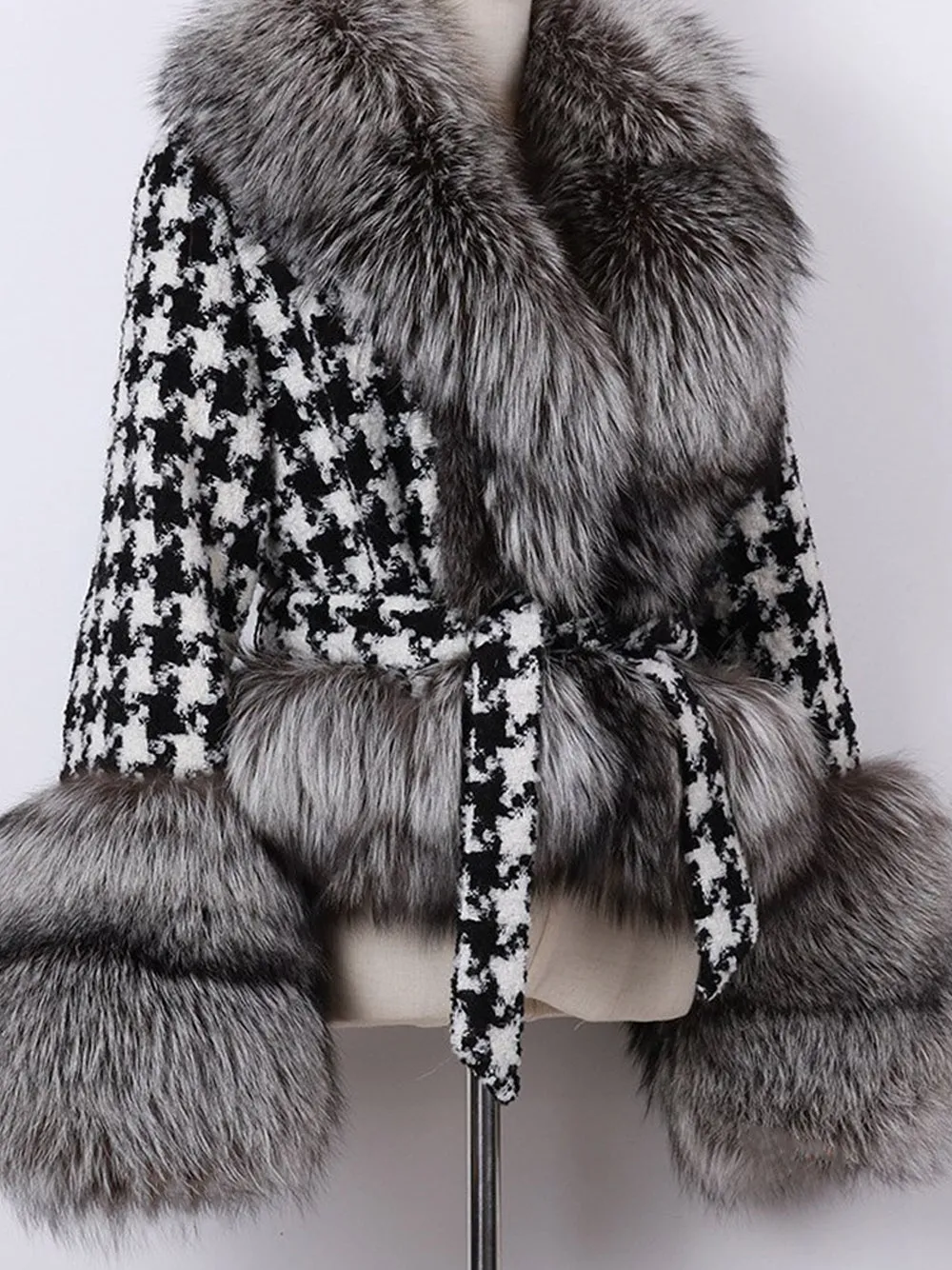 Faux Fur Houndstooth Jacket