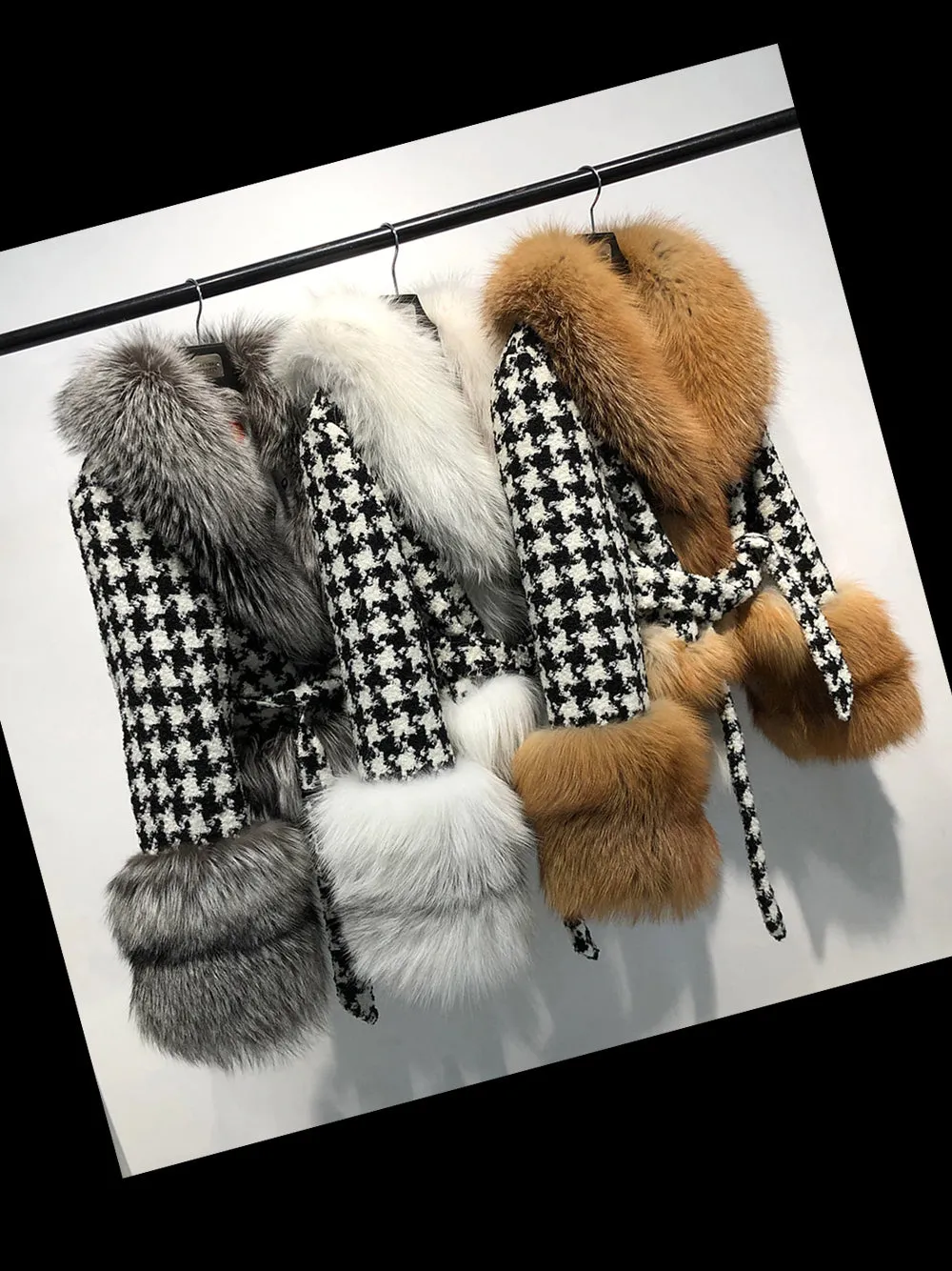 Faux Fur Houndstooth Jacket