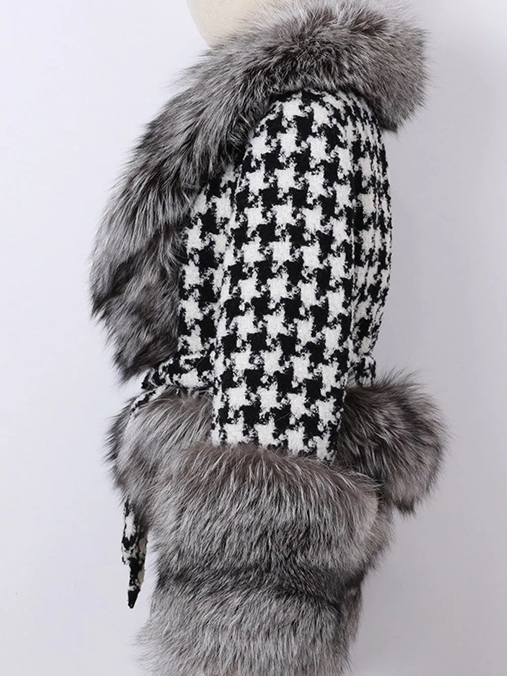 Faux Fur Houndstooth Jacket