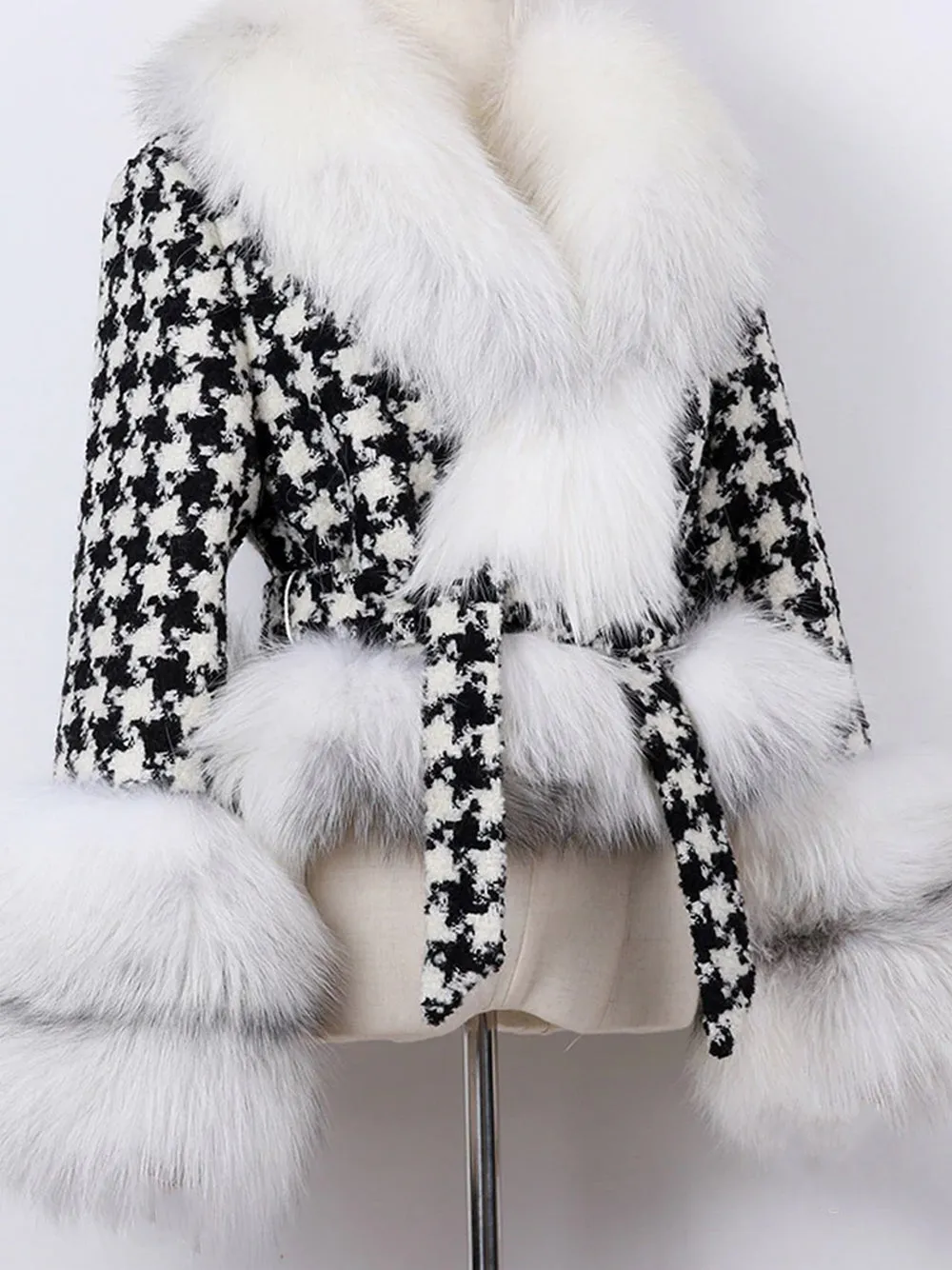 Faux Fur Houndstooth Jacket