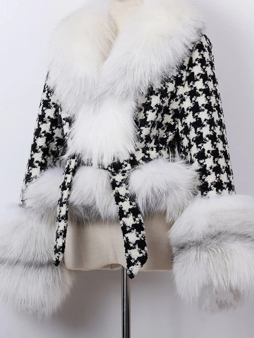 Faux Fur Houndstooth Jacket