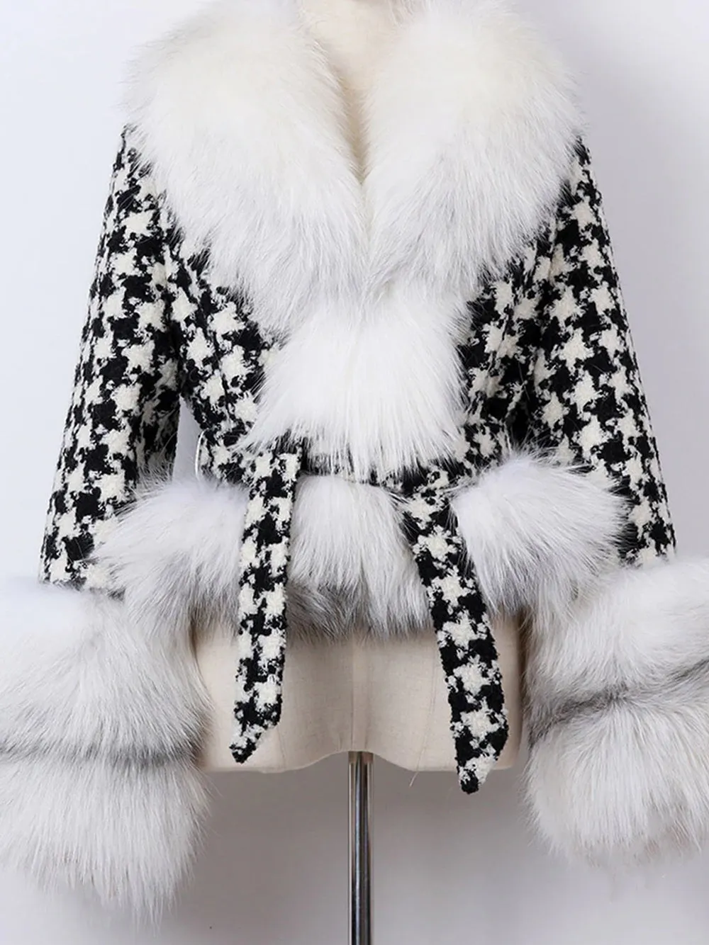 Faux Fur Houndstooth Jacket