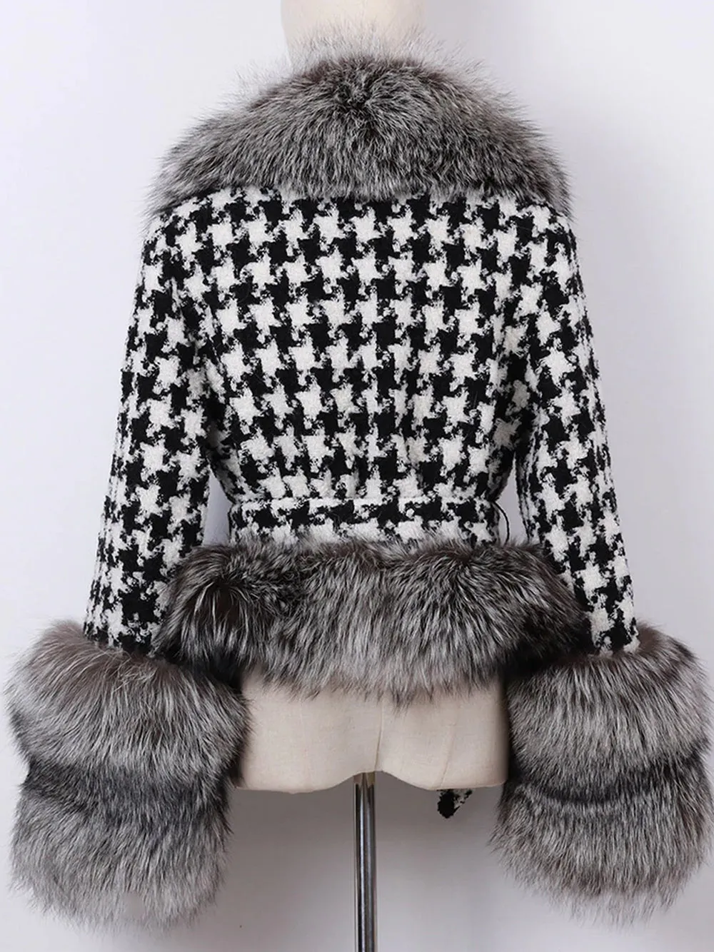 Faux Fur Houndstooth Jacket