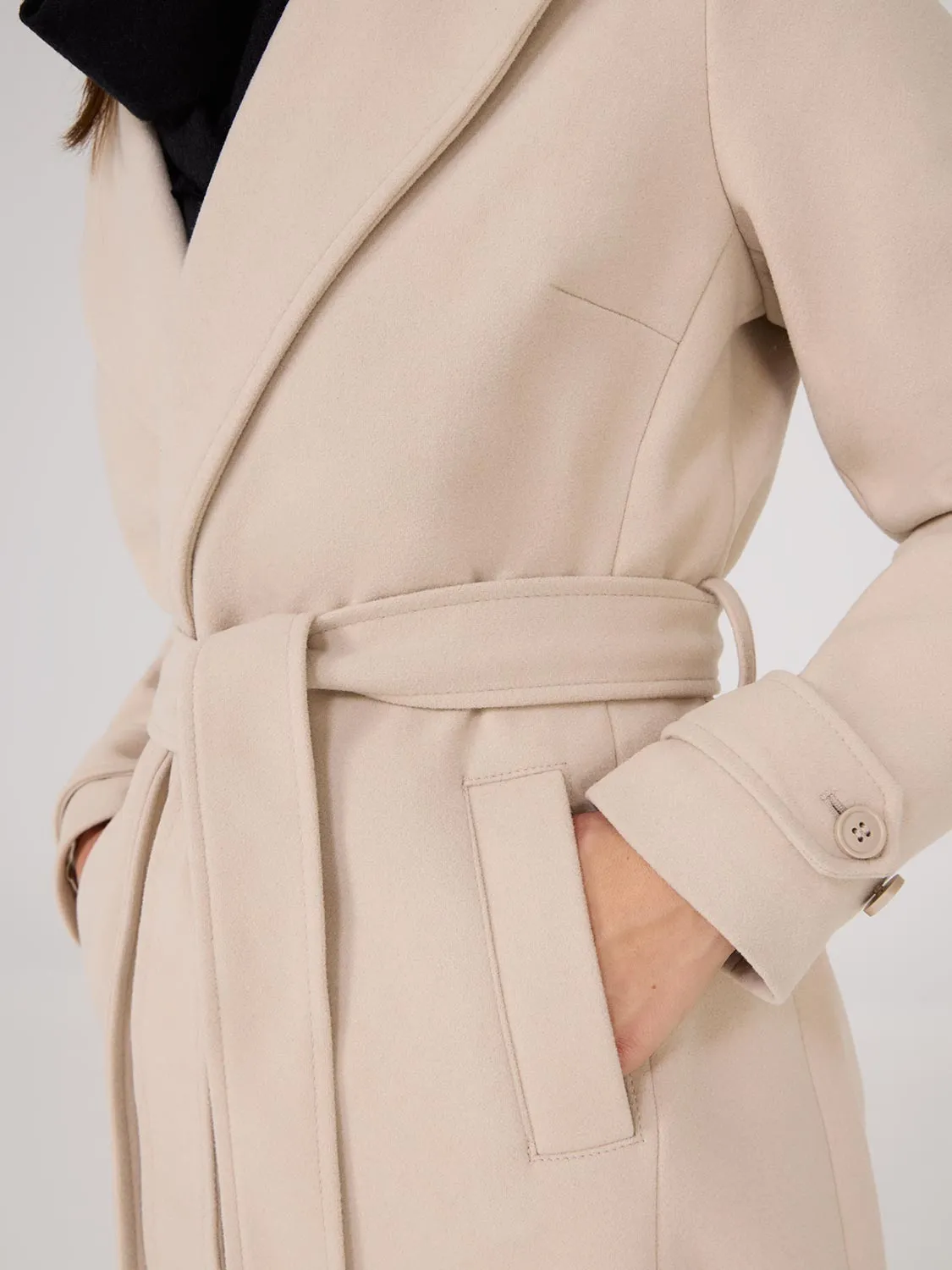 Faux Wool Wrap Coat