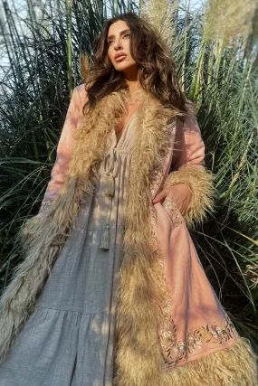 Fleetwood Embroidered Penny Lane Coat in Songbird Pink