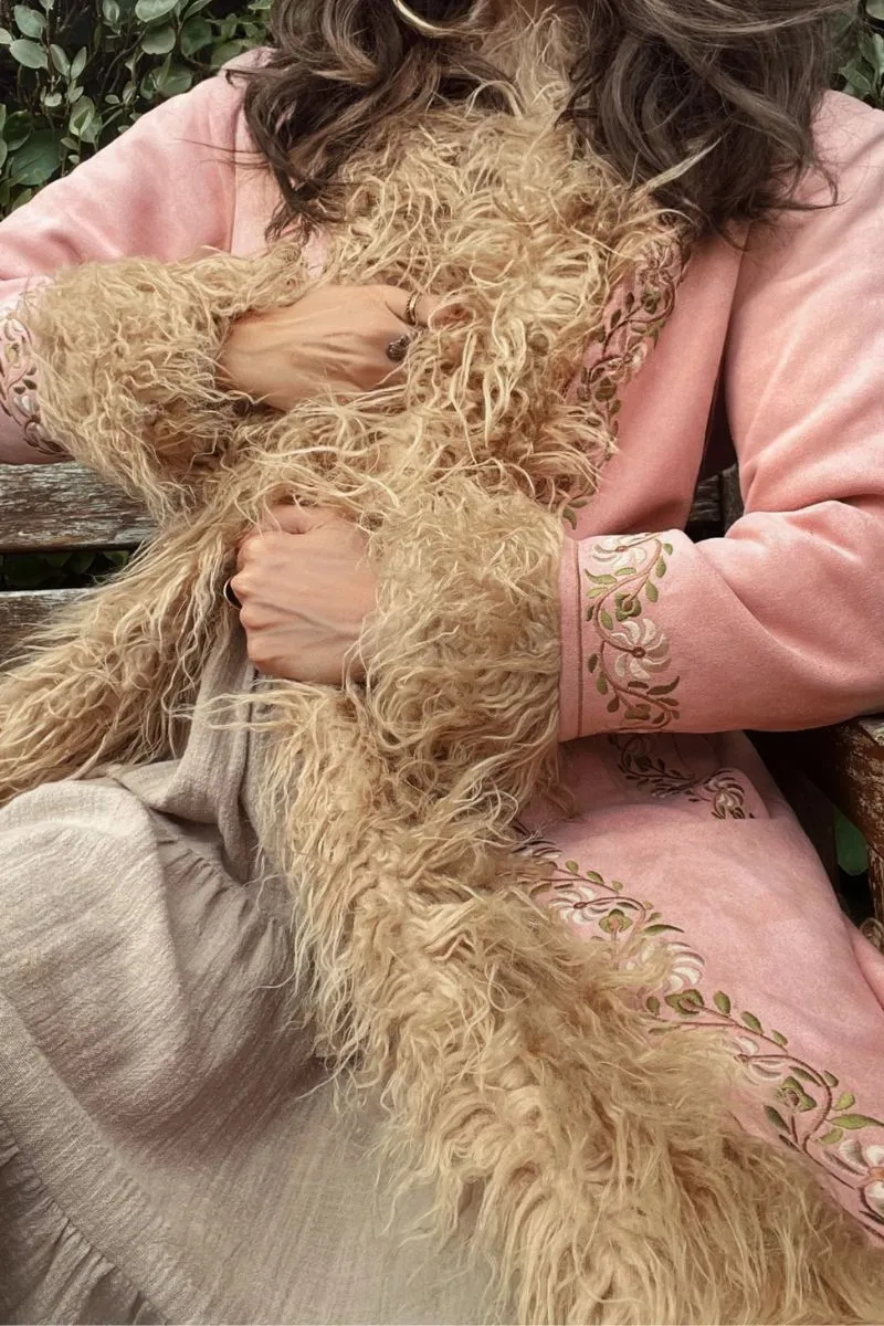 Fleetwood Embroidered Penny Lane Coat in Songbird Pink