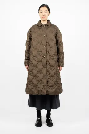 Flower Puff Long Coat Brown