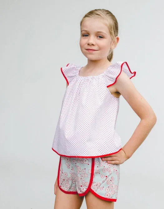 Flutter sleeve dress or top pdf sewing pattern TILLY TOP & DRESS sizes 1-10 years.