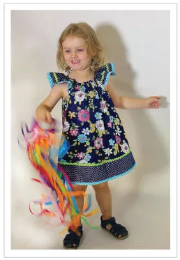 Flutter sleeve dress or top pdf sewing pattern TILLY TOP & DRESS sizes 1-10 years.