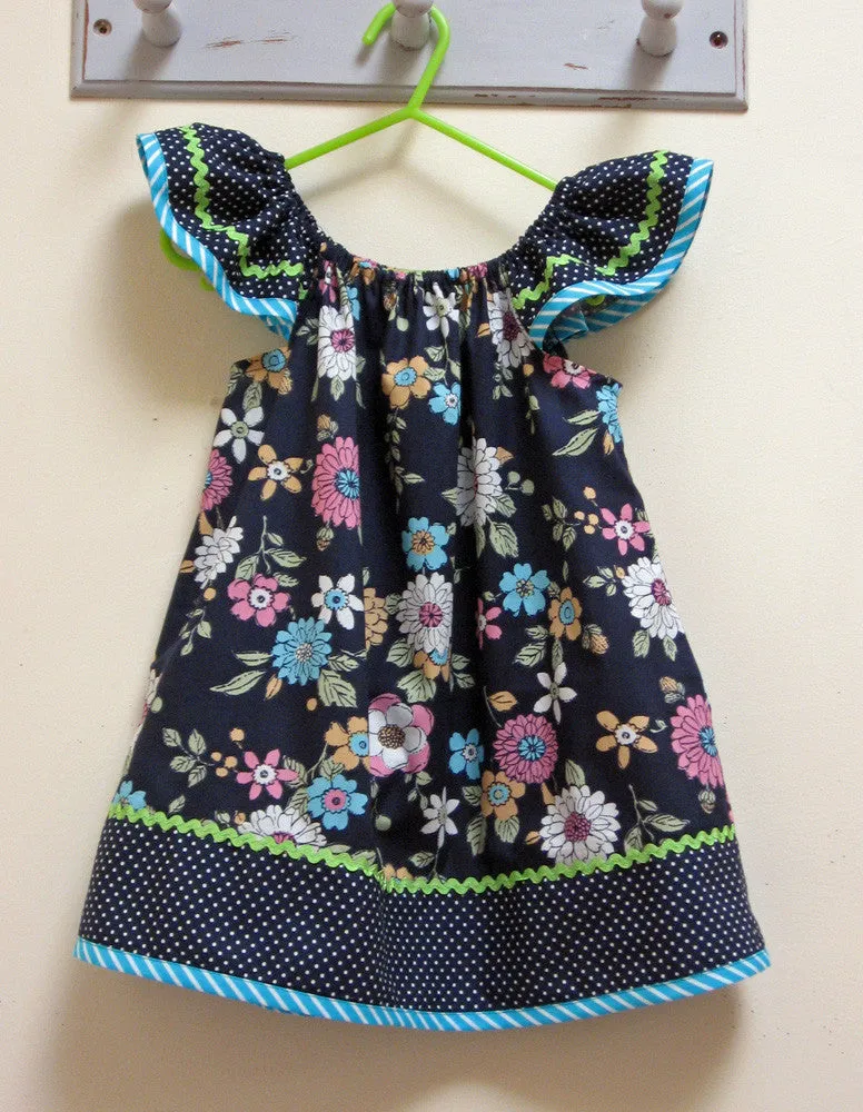 Flutter sleeve dress or top pdf sewing pattern TILLY TOP & DRESS sizes 1-10 years.