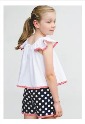 Flutter sleeve dress or top pdf sewing pattern TILLY TOP & DRESS sizes 1-10 years.