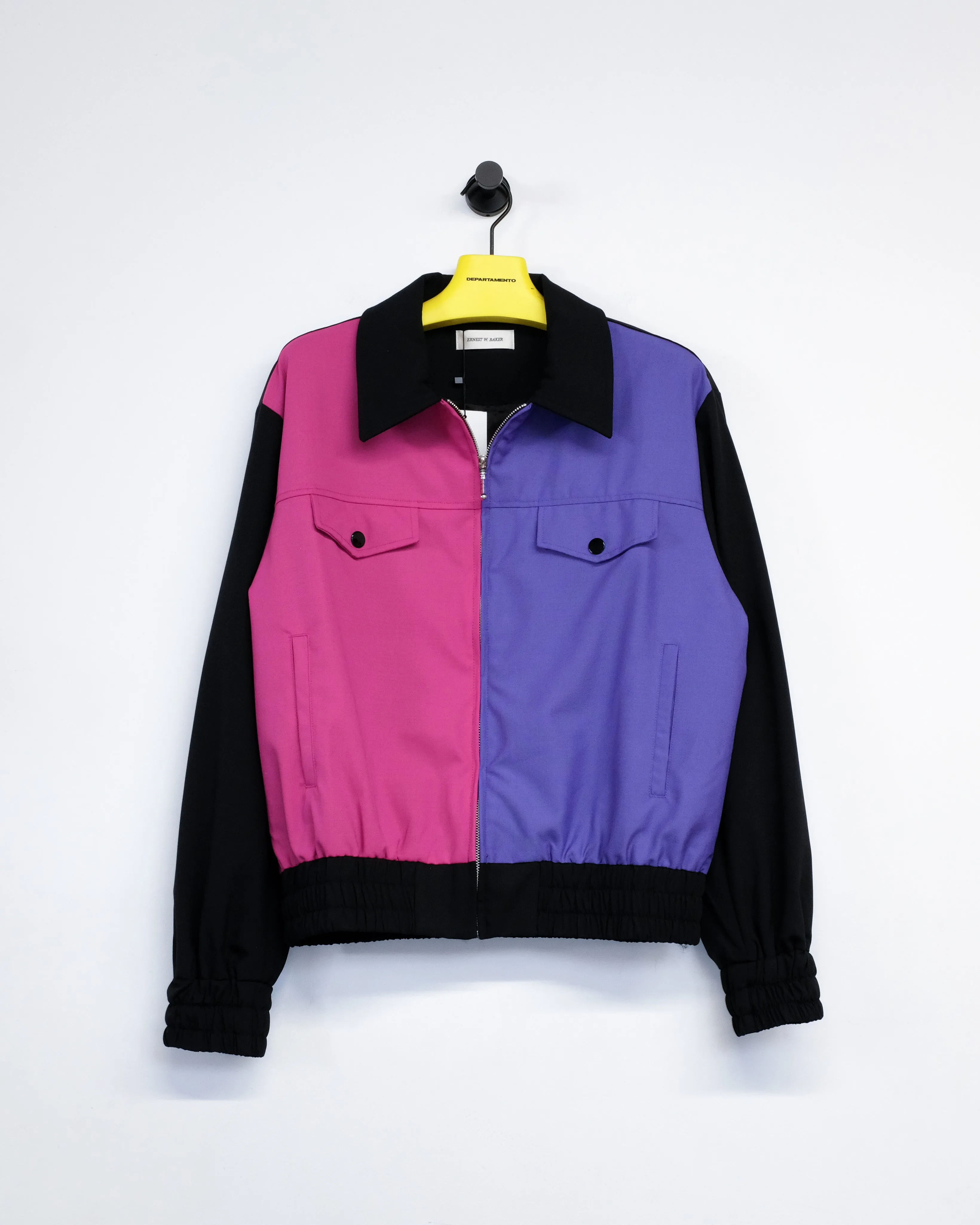 Fuchsia & Purple Color Block Harrington Jacket