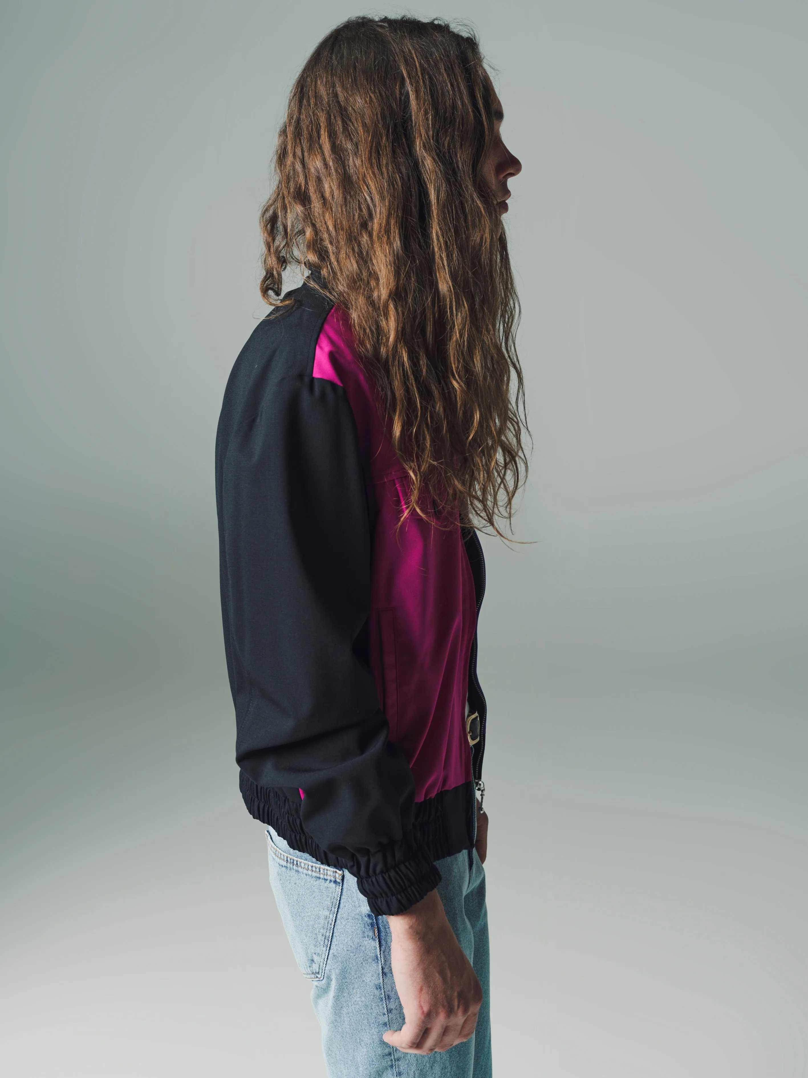 Fuchsia & Purple Color Block Harrington Jacket