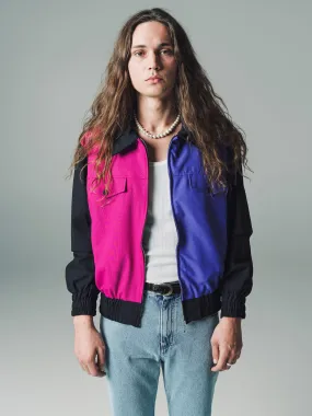 Fuchsia & Purple Color Block Harrington Jacket