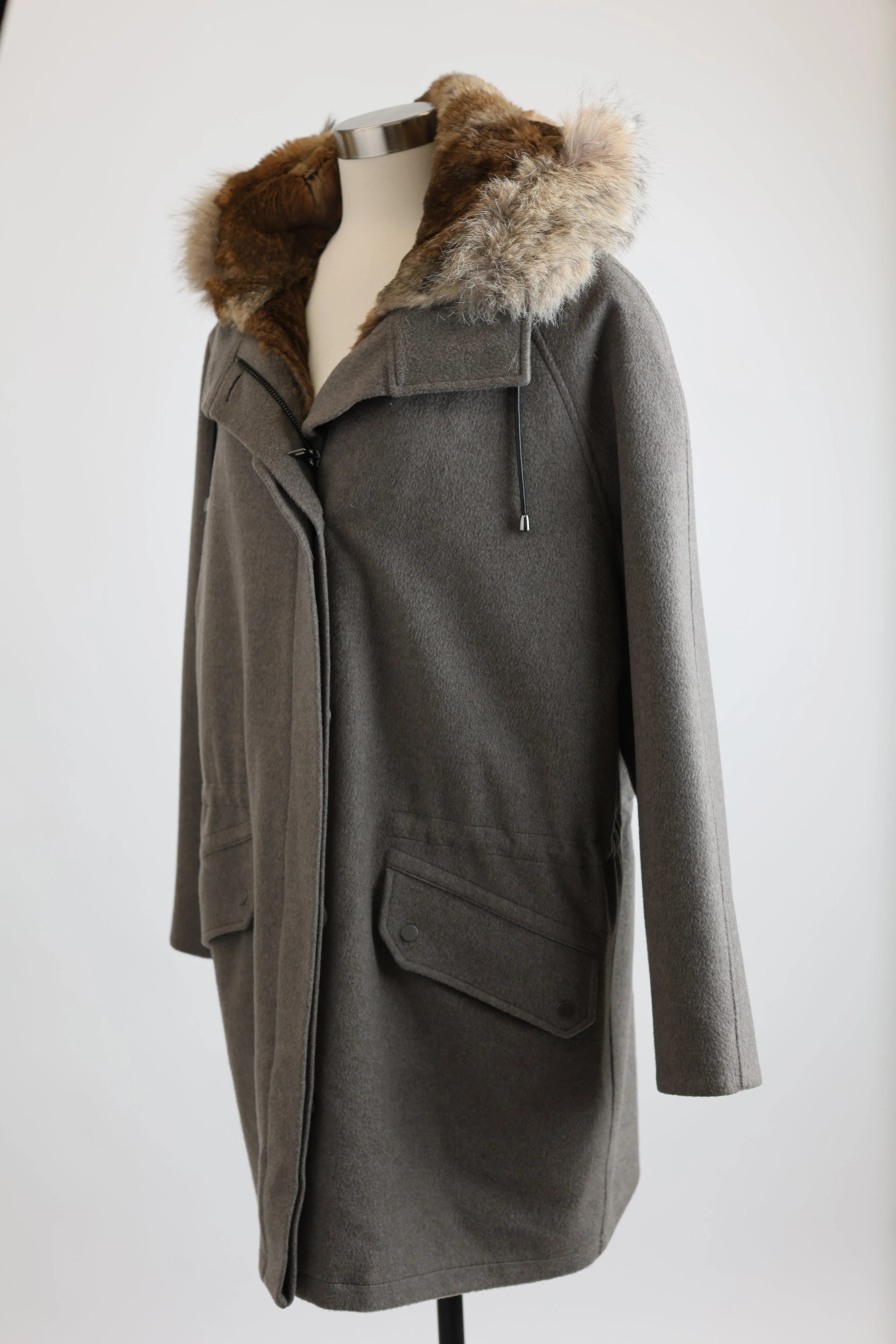 Fur Lined Cashmere Blend Coat