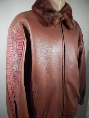 G Gator - Lambskin and Crocodile Jacket with Mink Collar