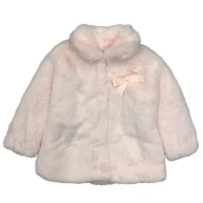 Girls Pink Faux Fur Coat