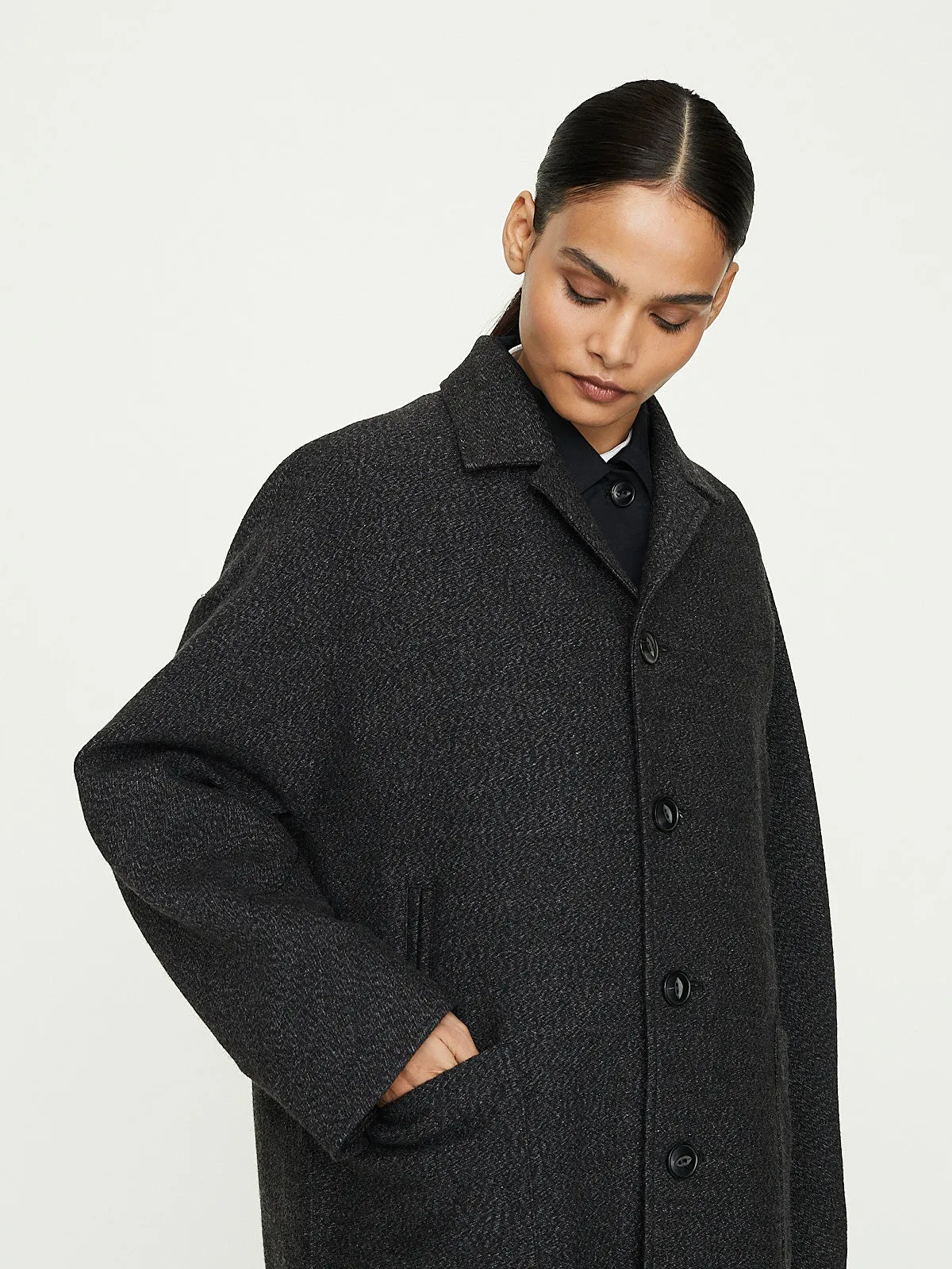 Grandpa Work Coat in Charcoal Top Grey