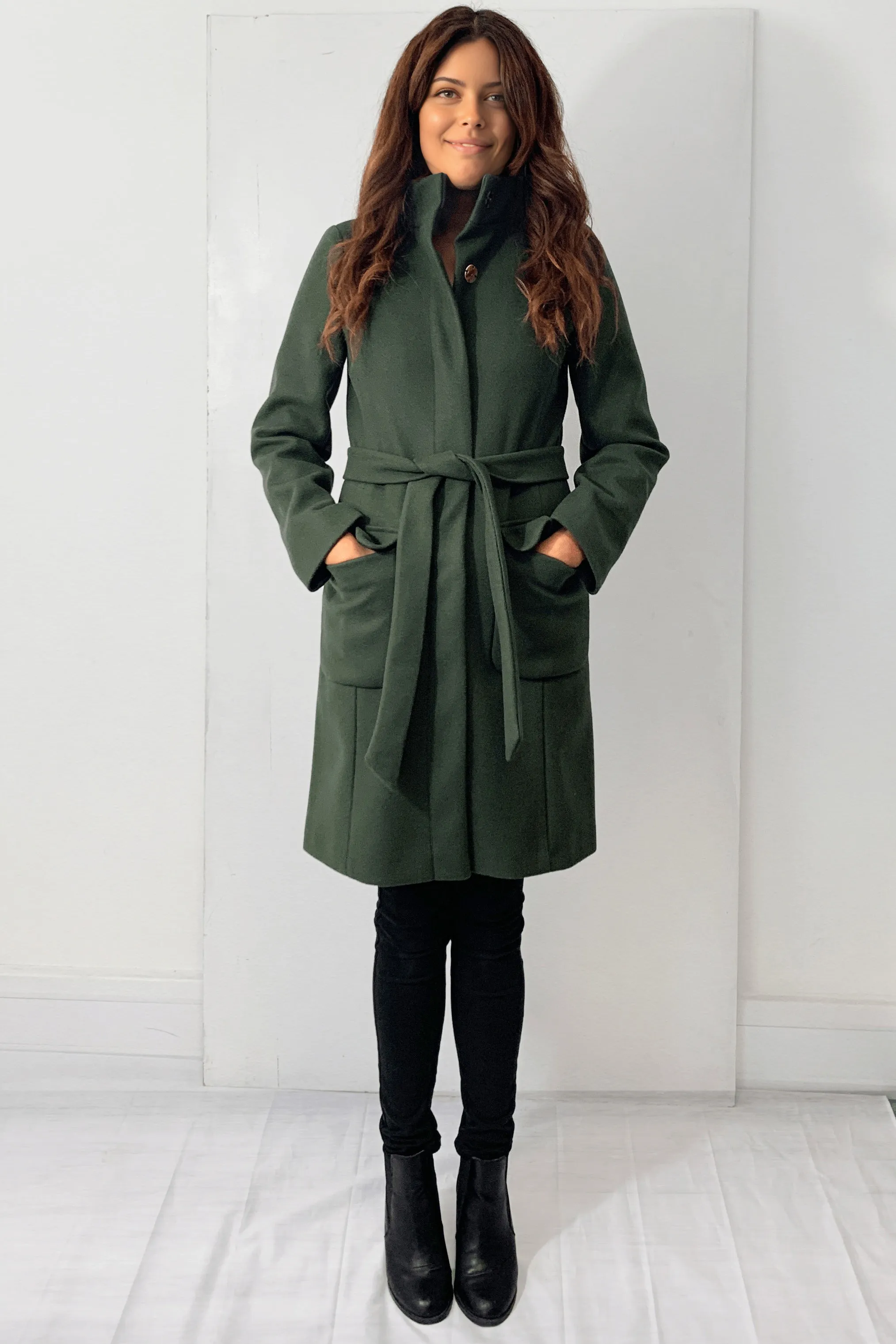 Green Classic Belted Smart Coat