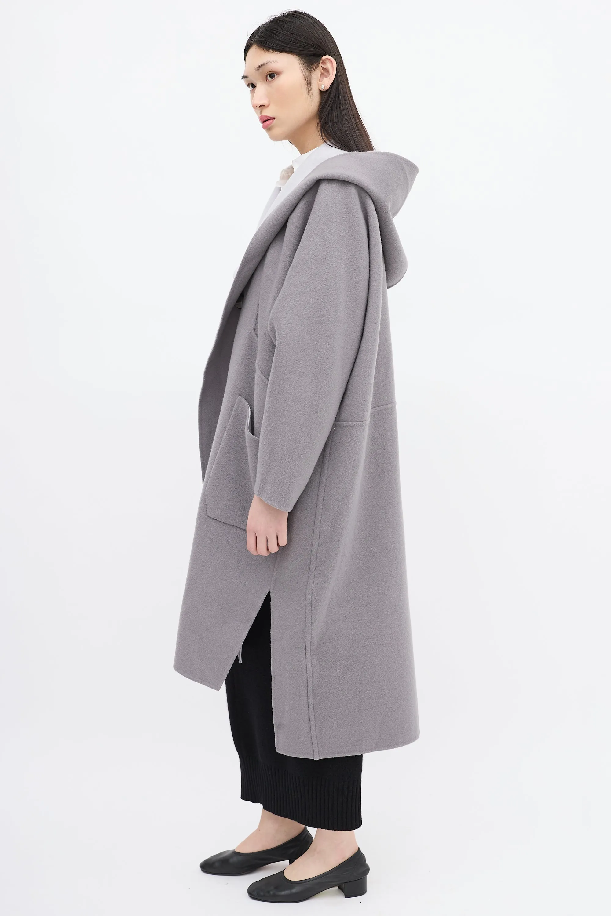 Grey & Light Blue Wool Reversible Coat