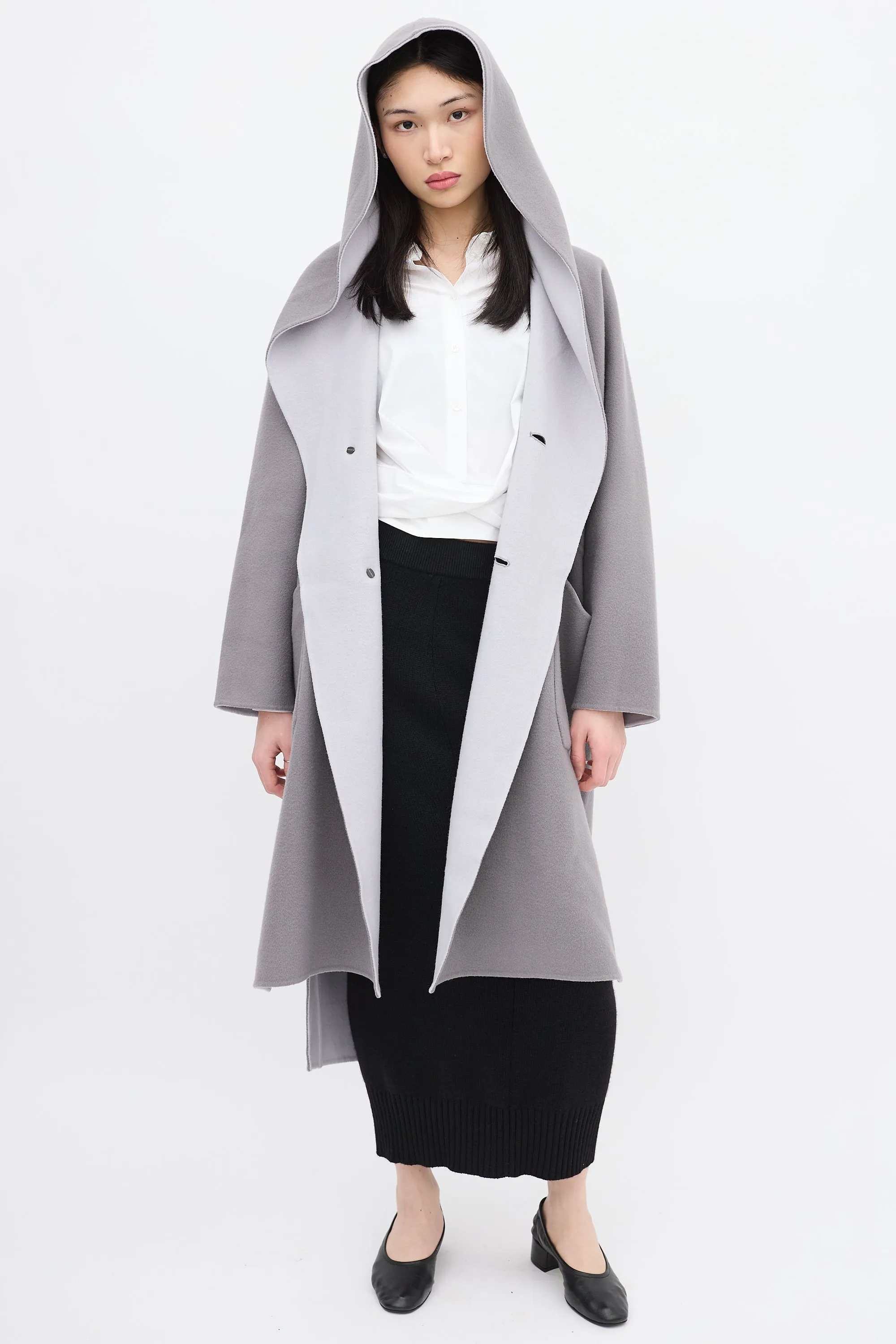 Grey & Light Blue Wool Reversible Coat