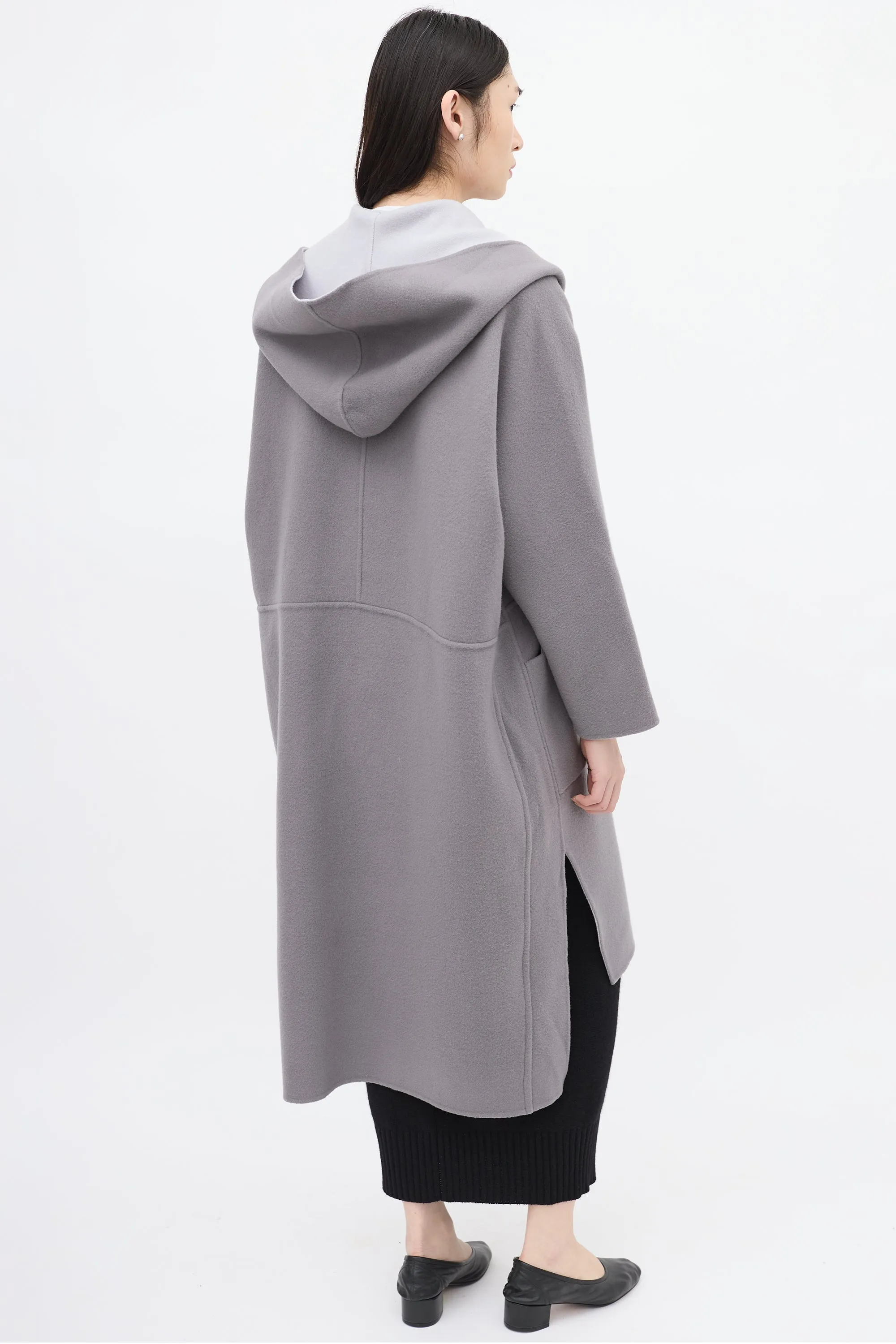 Grey & Light Blue Wool Reversible Coat