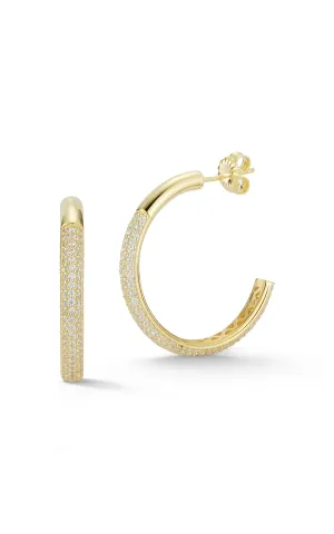 Half Pavé Large Hoop Earring