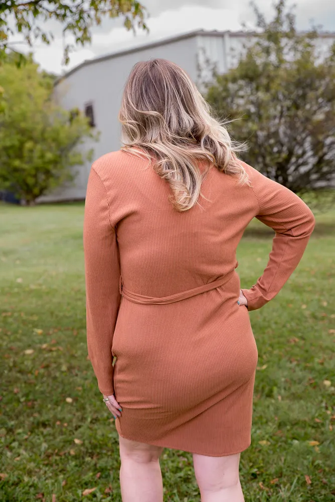 Happy Now Dress in Cognac [Online Exclusive]