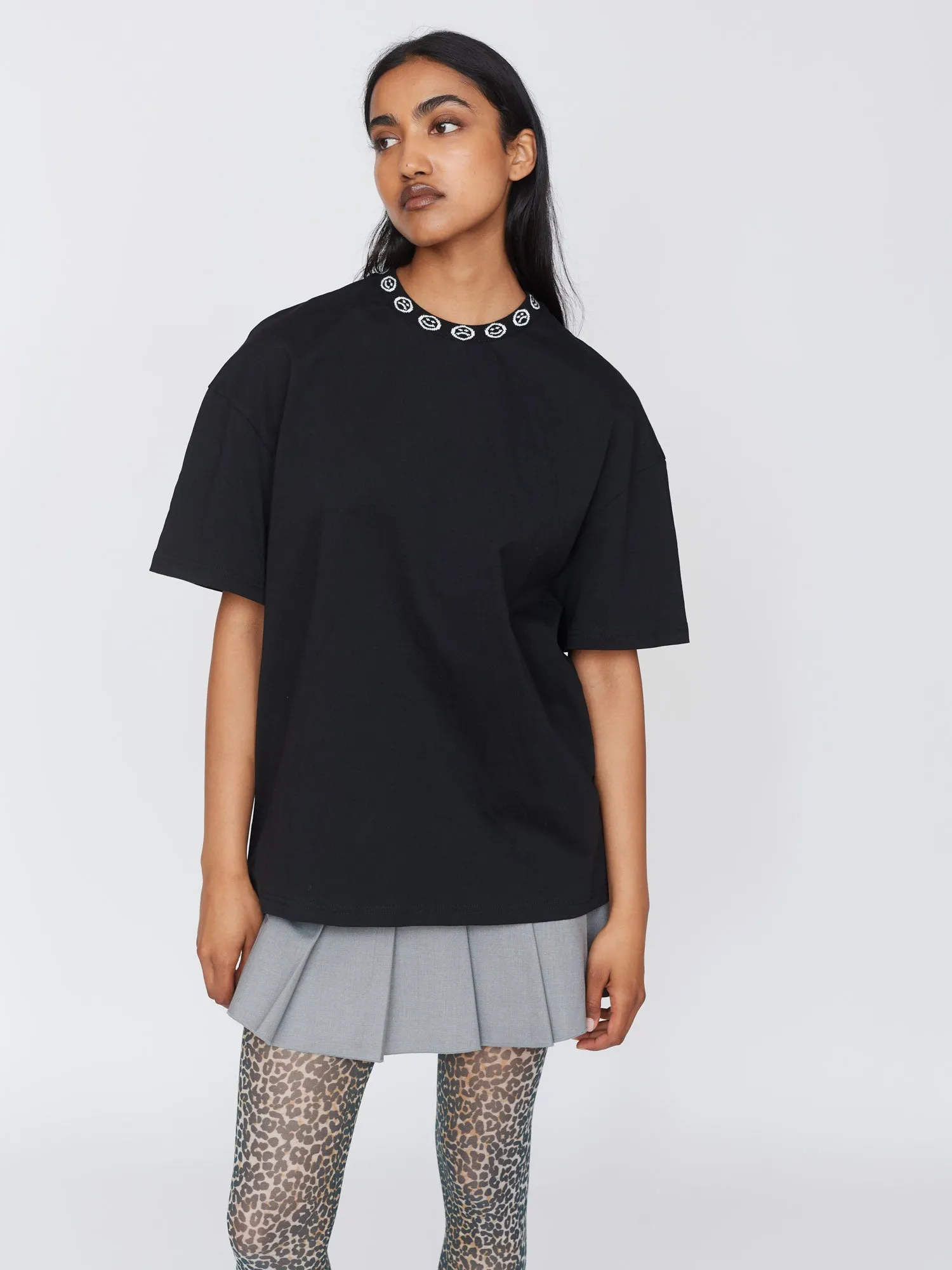 Happy Sad Jacquard Collar T-Shirt