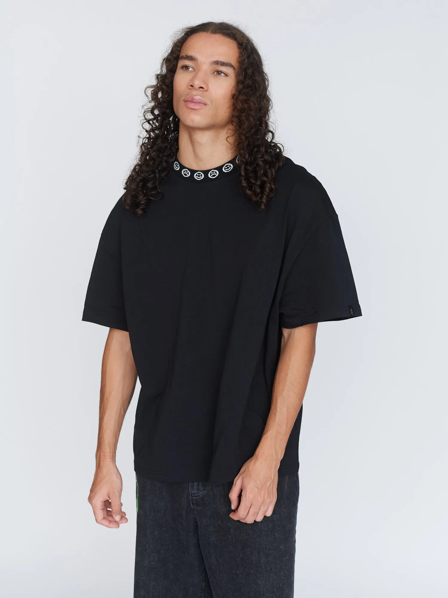 Happy Sad Jacquard Collar T-Shirt