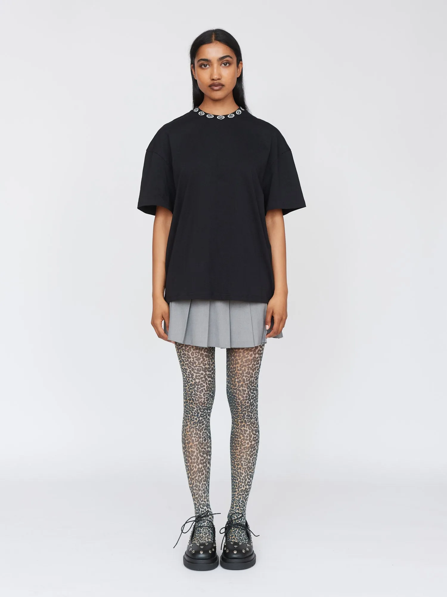 Happy Sad Jacquard Collar T-Shirt