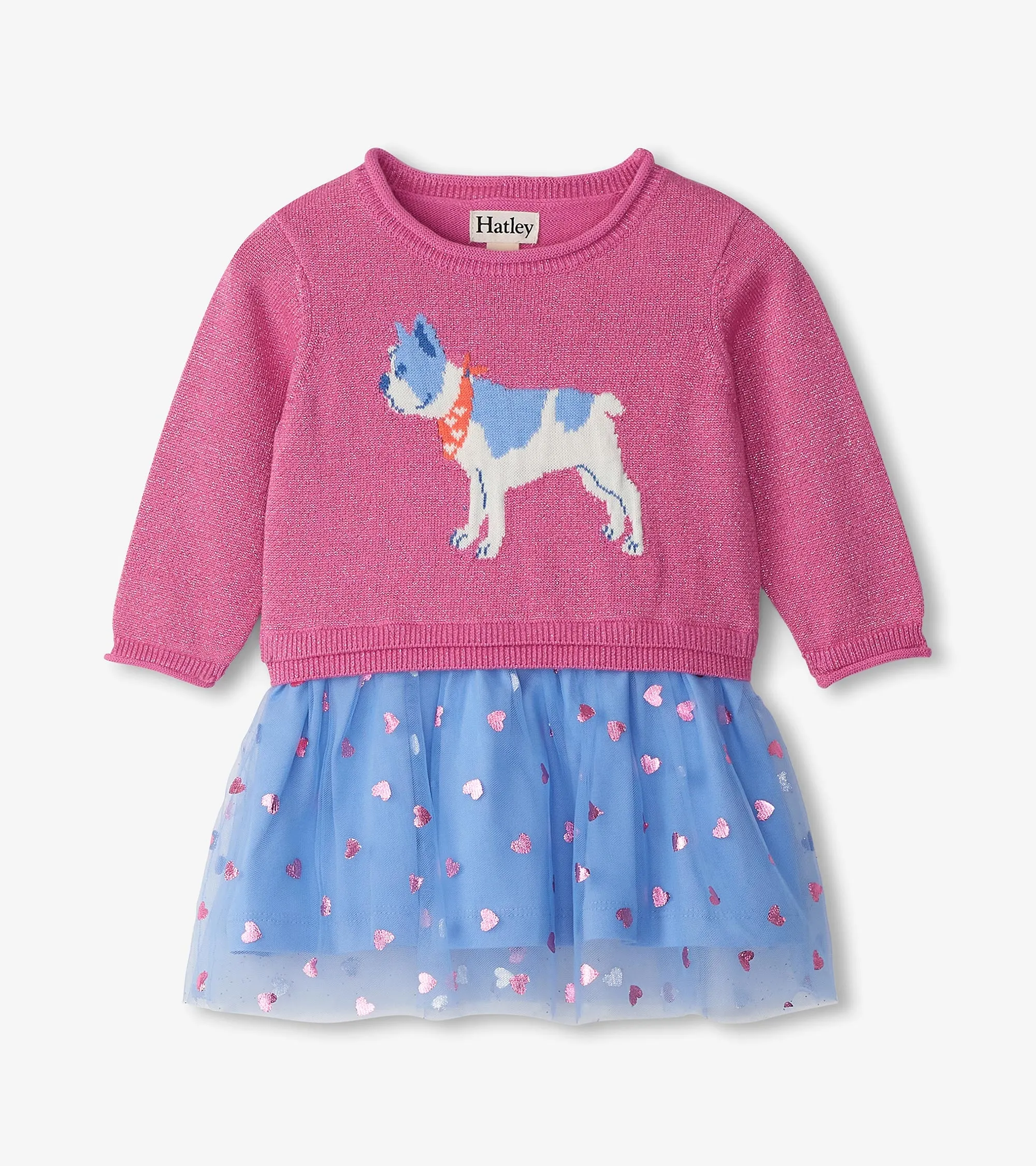 Hatley Baby Girls French Bulldog Drop Waist Sweater Knit Dress