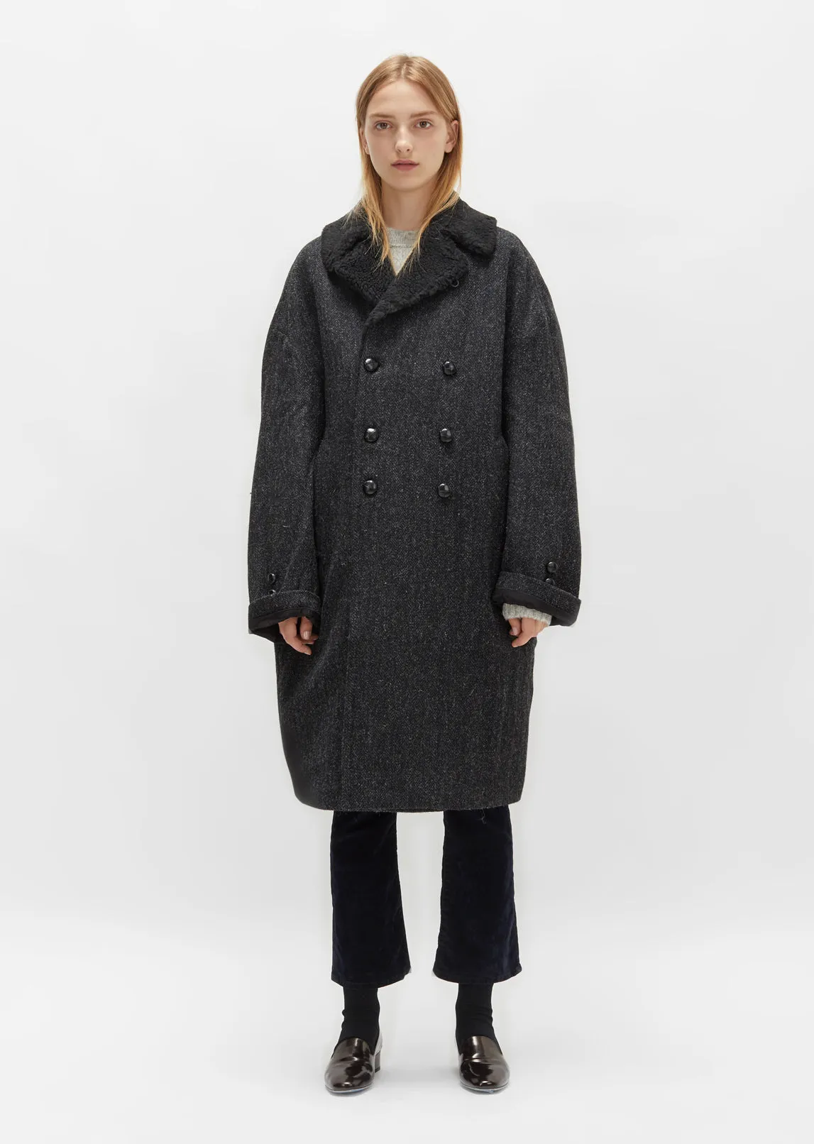 Herringbone Sherpa Raglan Coat