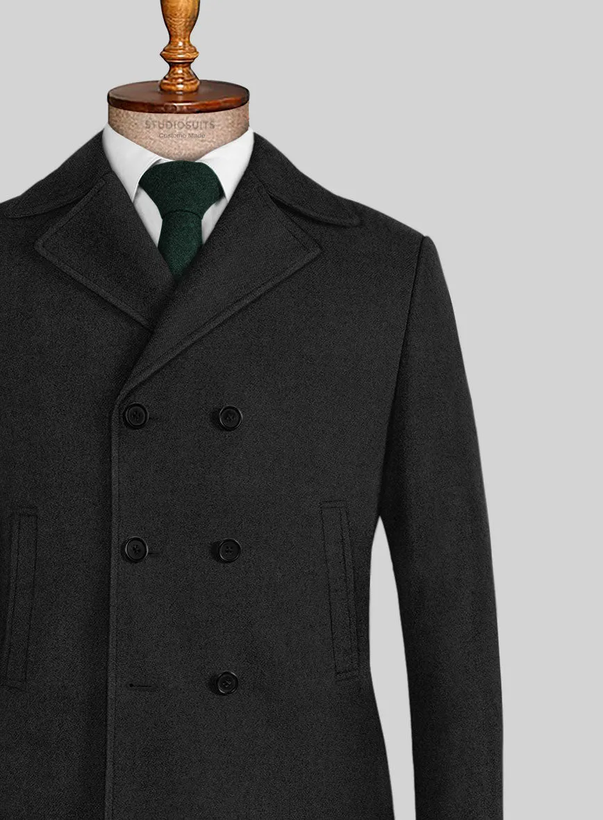 Highlander Black Tweed Pea Coat