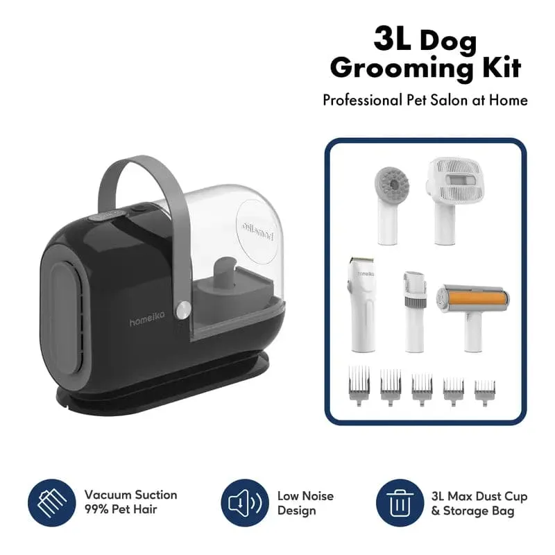 Homeika Dog Grooming Kit, 3L Vacuum with 99% Suction Power, Silent Pet Vacuum Groomer, Dog and Cat Brush