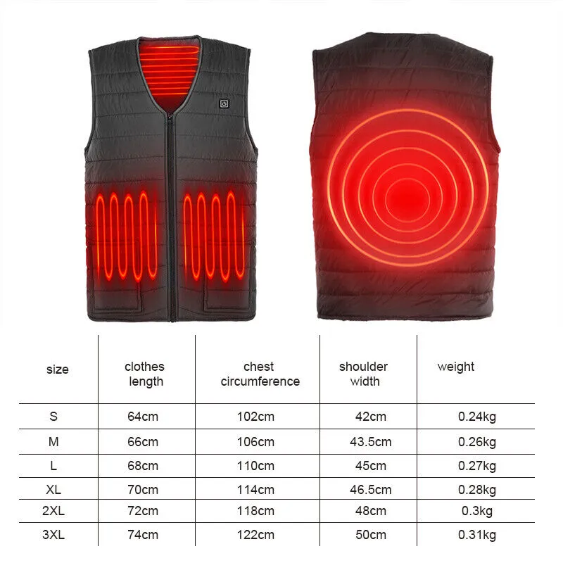 Intelligent Heated Vest USB Thermal Warm Water-Resistant Unisex