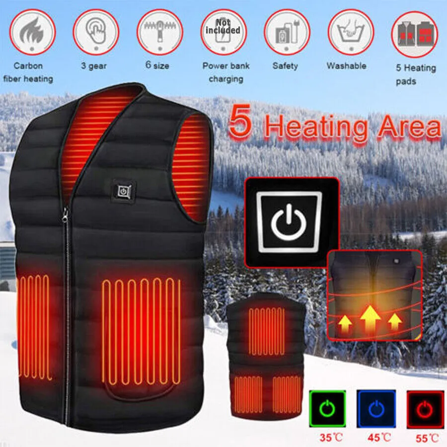 Intelligent Heated Vest USB Thermal Warm Water-Resistant Unisex