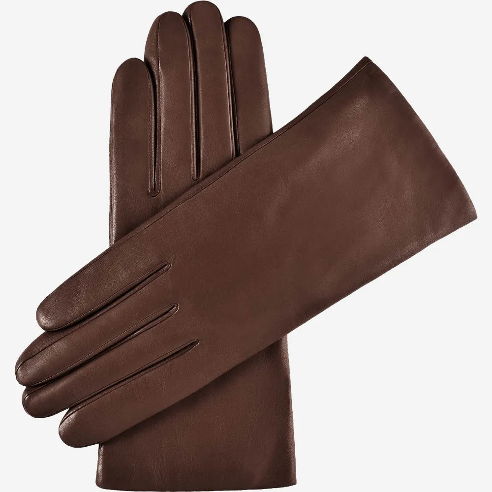 Isabella (brown) - Italian lambskin leather gloves with cashmere lining & touchscreen feature